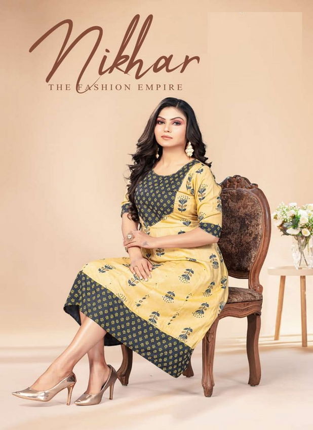 Nikhar By Kanasu Rayon Printed Kurtis Catalog